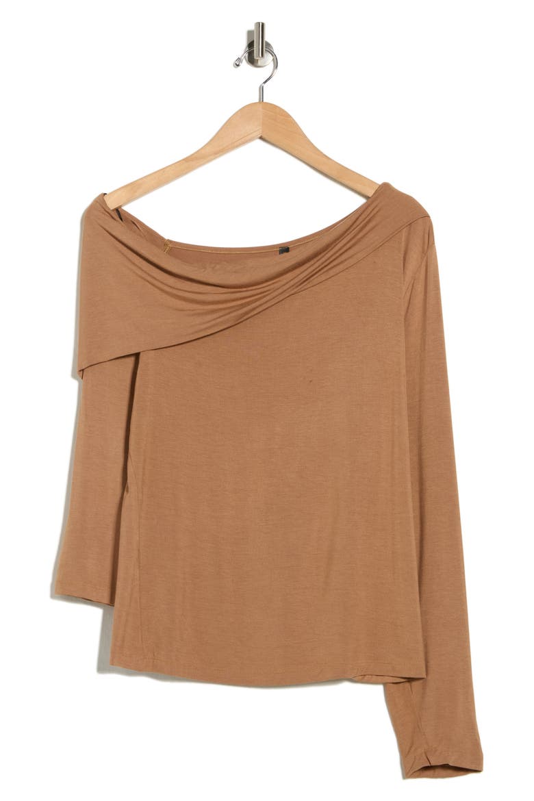 One-Shoulder Stretch Modal Top, Alternate, color, AMBER