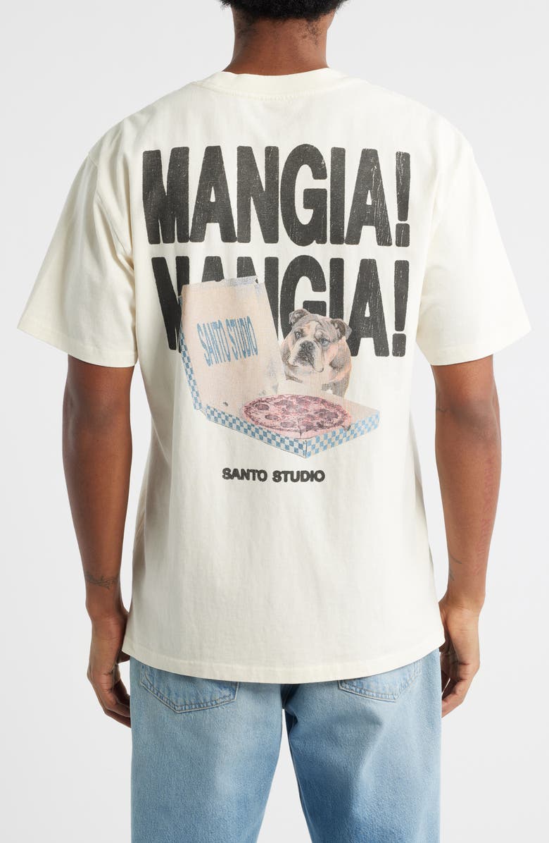 SANTO STUDIO Mangia Mangia Drappo Graphic T-Shirt, Alternate, color, Cream