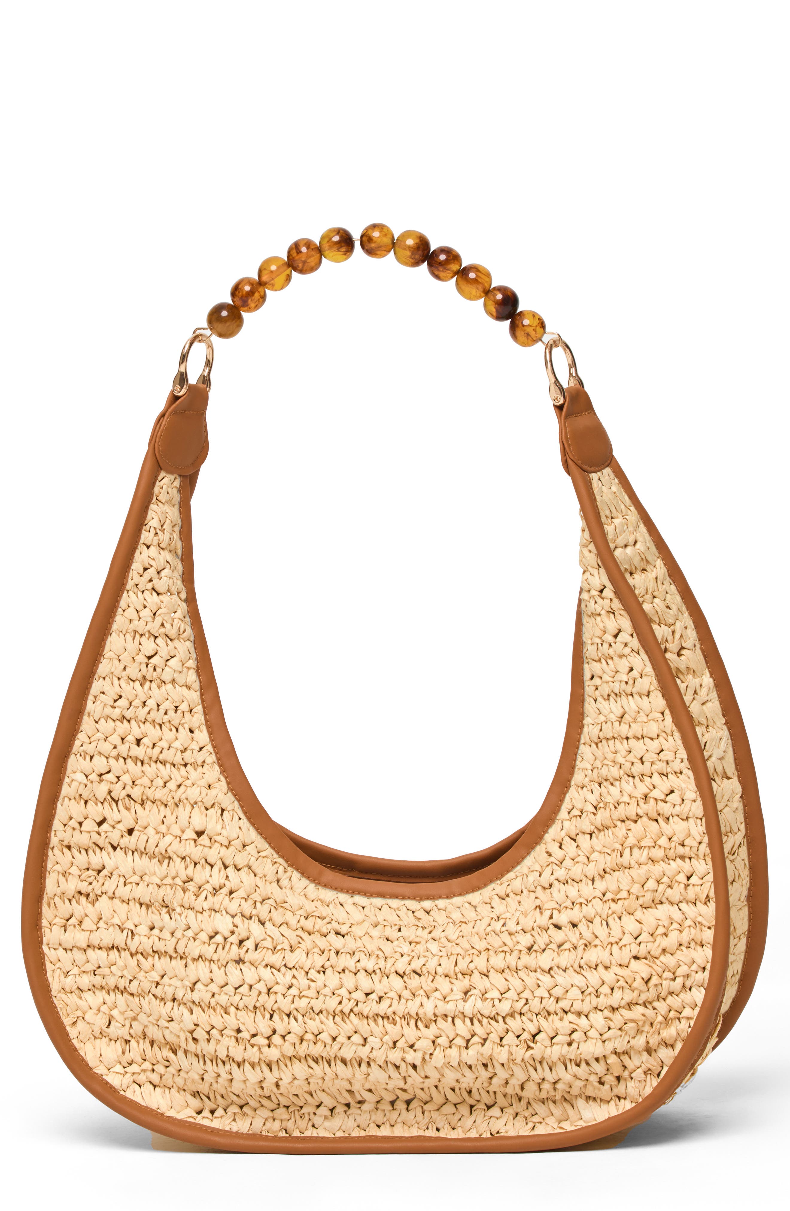 Mira Mar Paper Straw Hobo Bag, Main, color, NATURAL