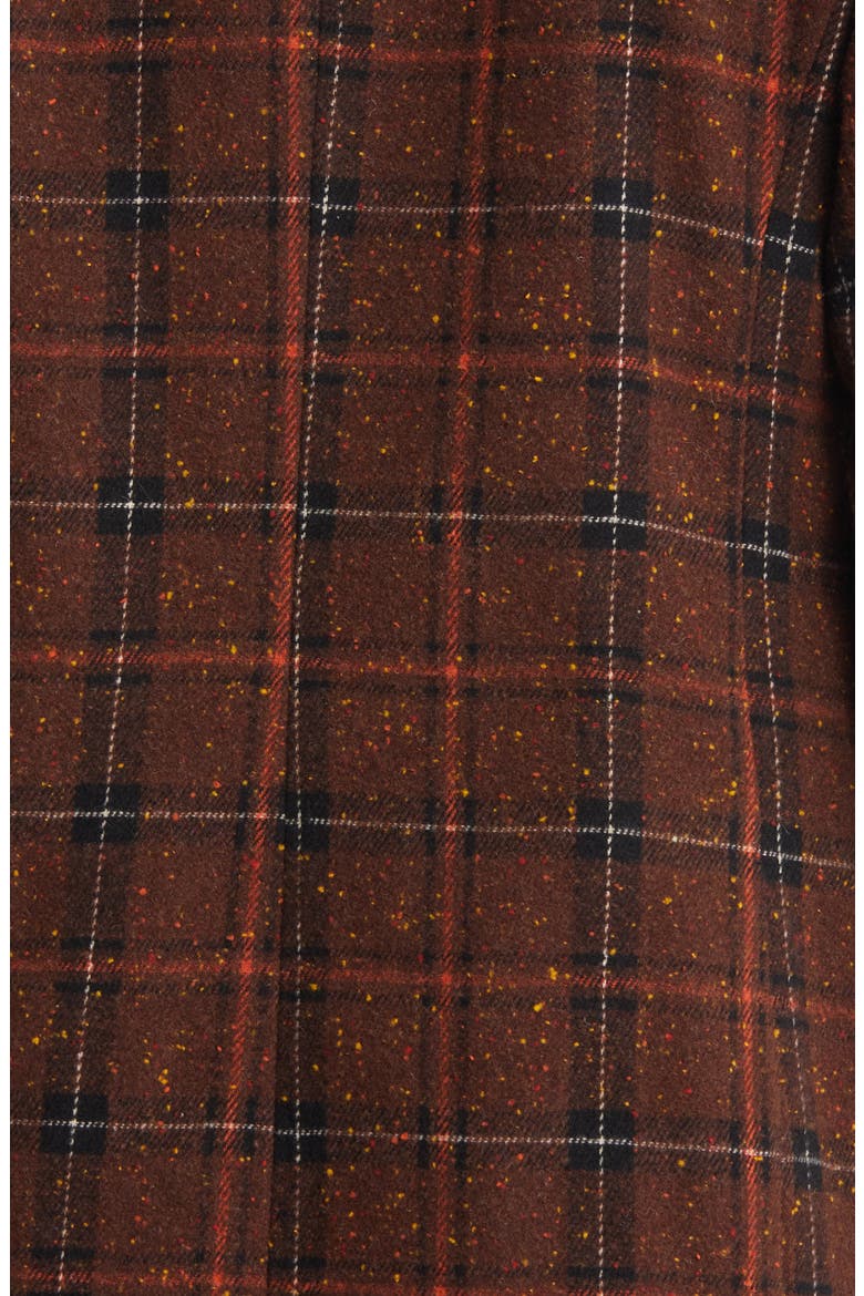 Double Breasted Plaid Coat, Alternate, color, BROWN- BLACK DONEGAL