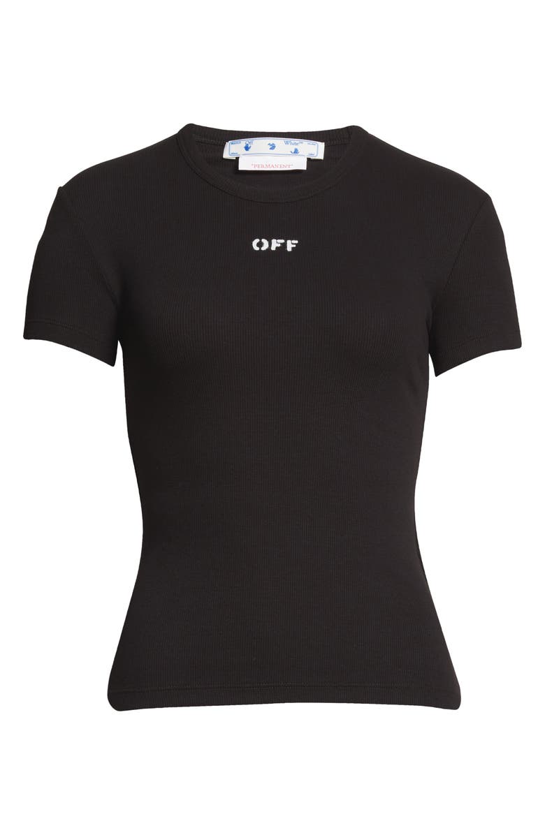 Off-White Logo Stamp Rib Stretch Organic Cotton T-Shirt, Alternate, color, 