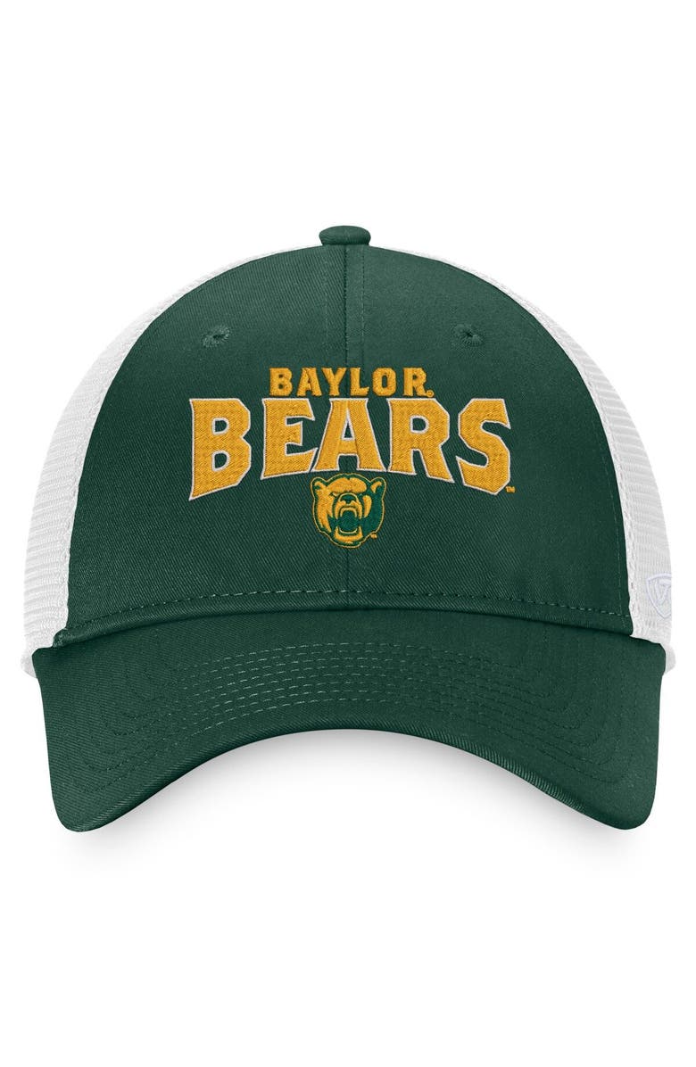 TOP OF THE WORLD Men's Top of the World Green/White Baylor Bears Breakout Trucker Snapback Hat, Alternate, color, 
