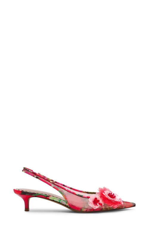 Betsey Johnson Audree Pointed Toe Slingback Pump In Red/green Floral