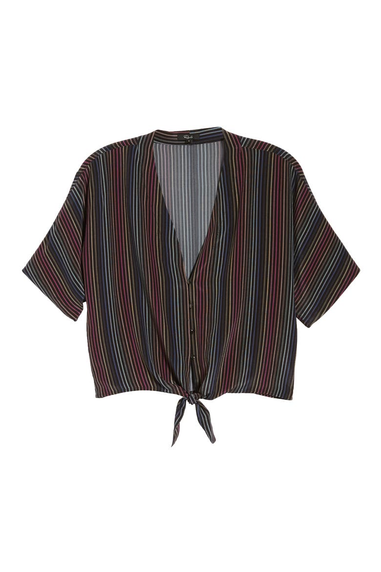 Thea Tie Waist Blouse, Alternate, color, RAINBOW STRIPE