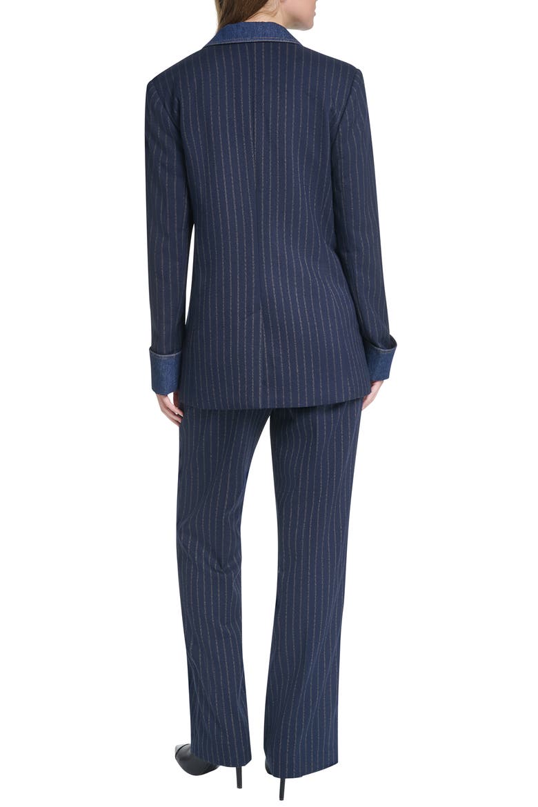 Denim Trim Striped Blazer, Alternate, color, NAVY/ GOLD