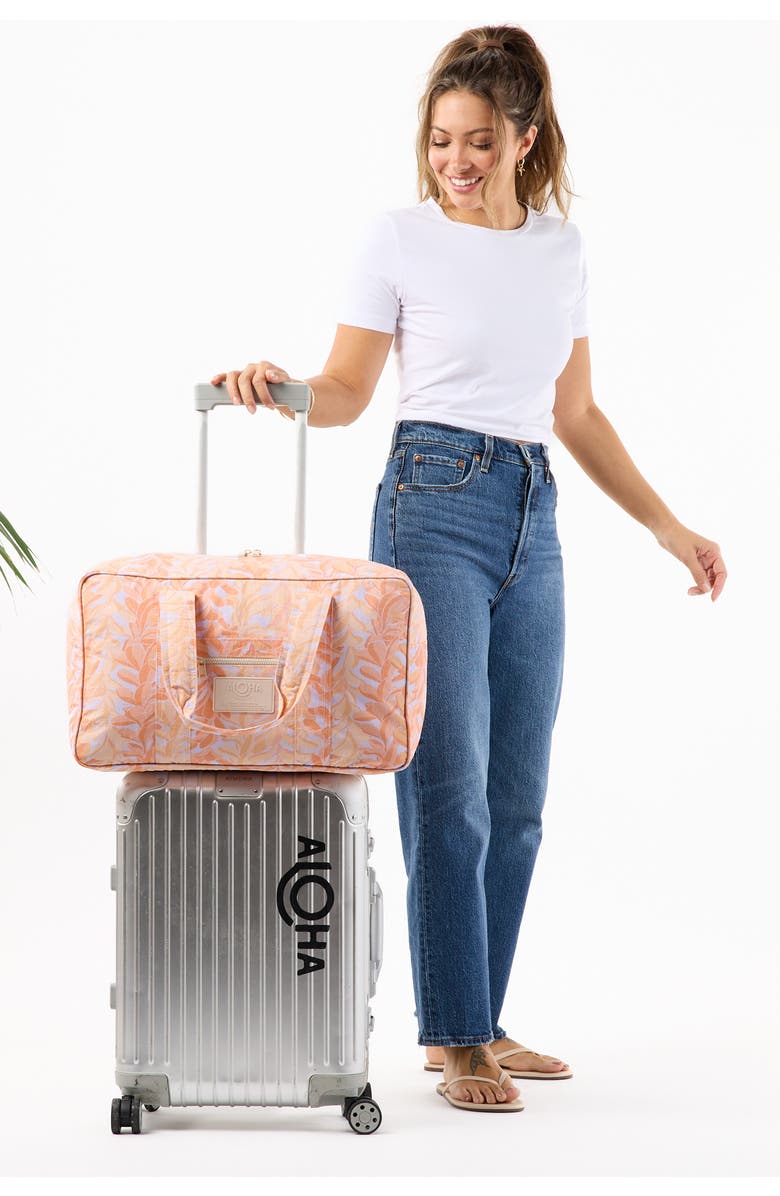 Aloha Collection Lei Stand Nylon Ripstop Weekend Bag, Alternate, color, Peachy