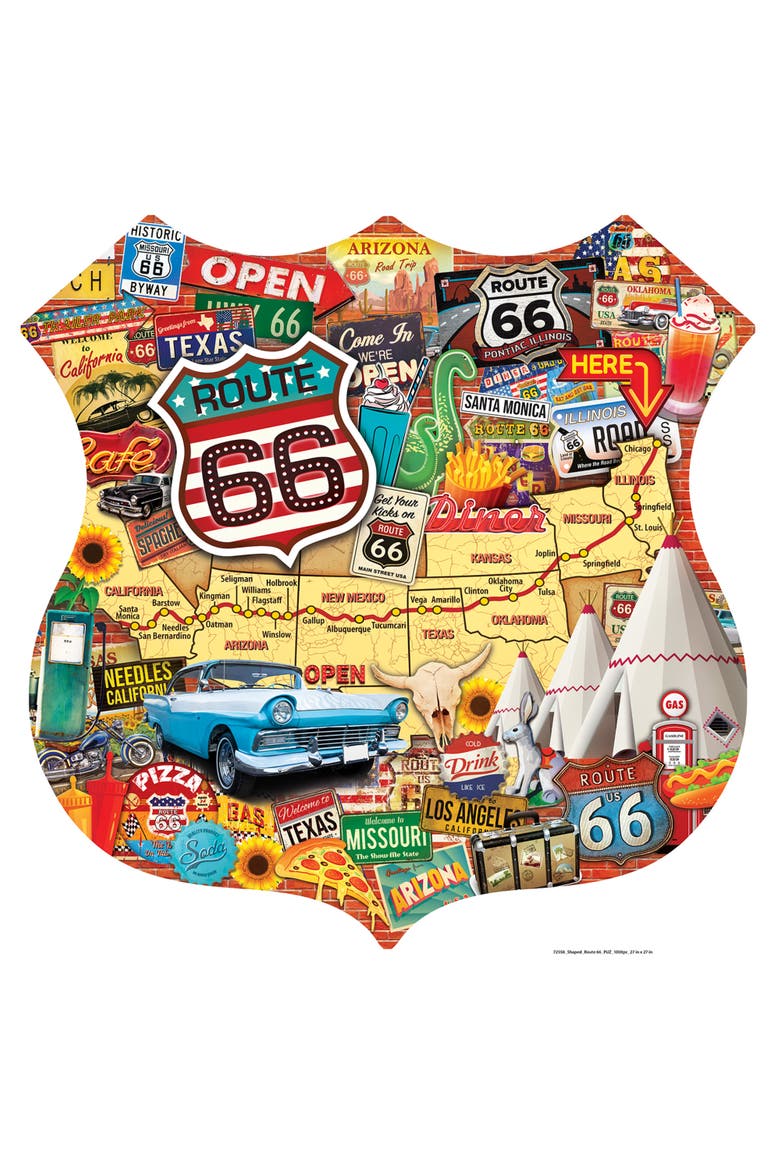 Route 66 1000 Piece Shaped Puzzle, Alternate, color, Multicolor
