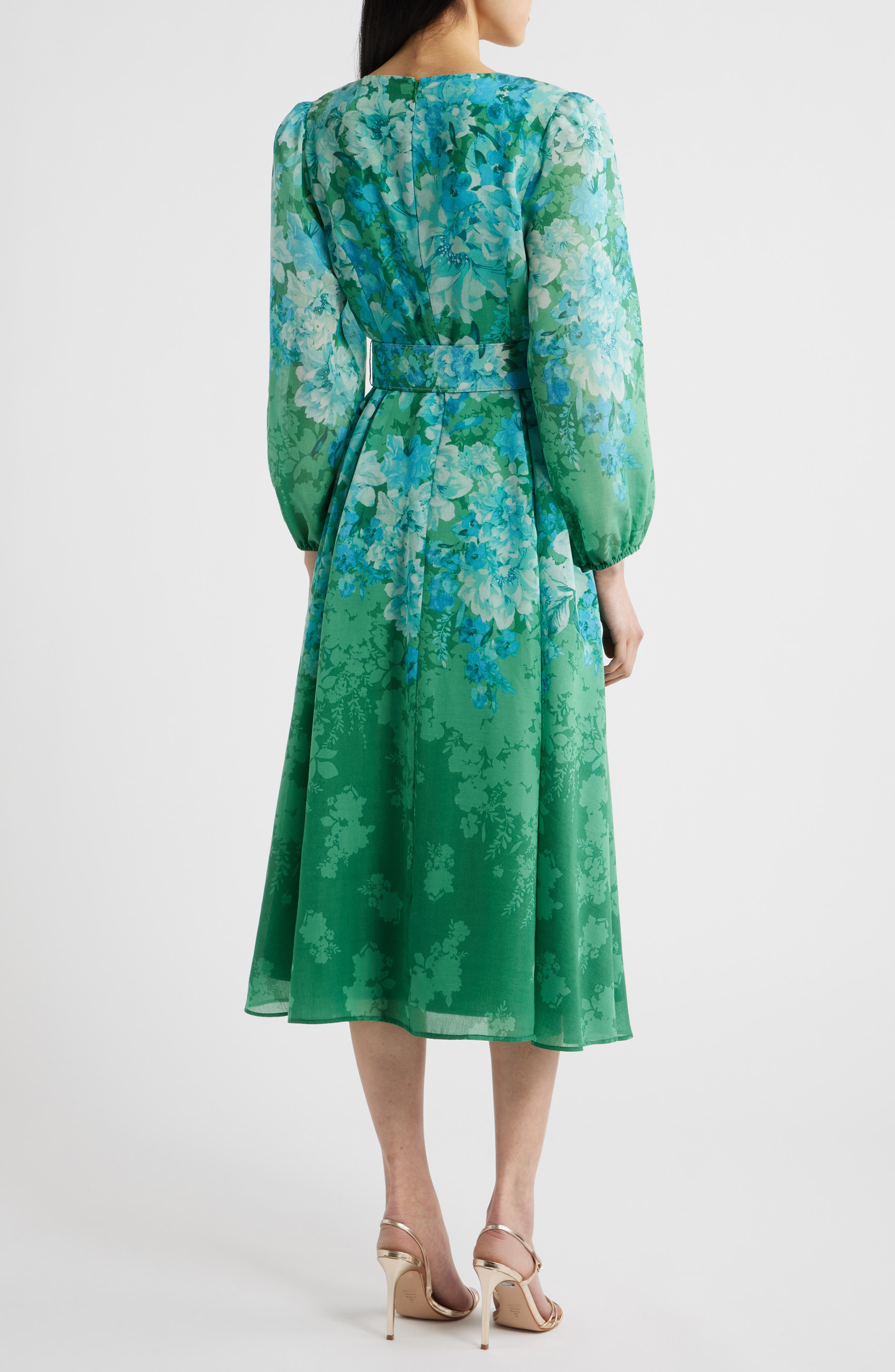 green floral midi dress with sleeves Flourishing Meadow Midi Dress Teuta Matoshi