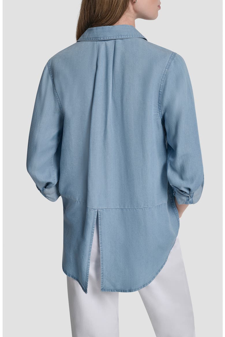 Chambray Button Front Top, Alternate, color, CHAMBRAY
