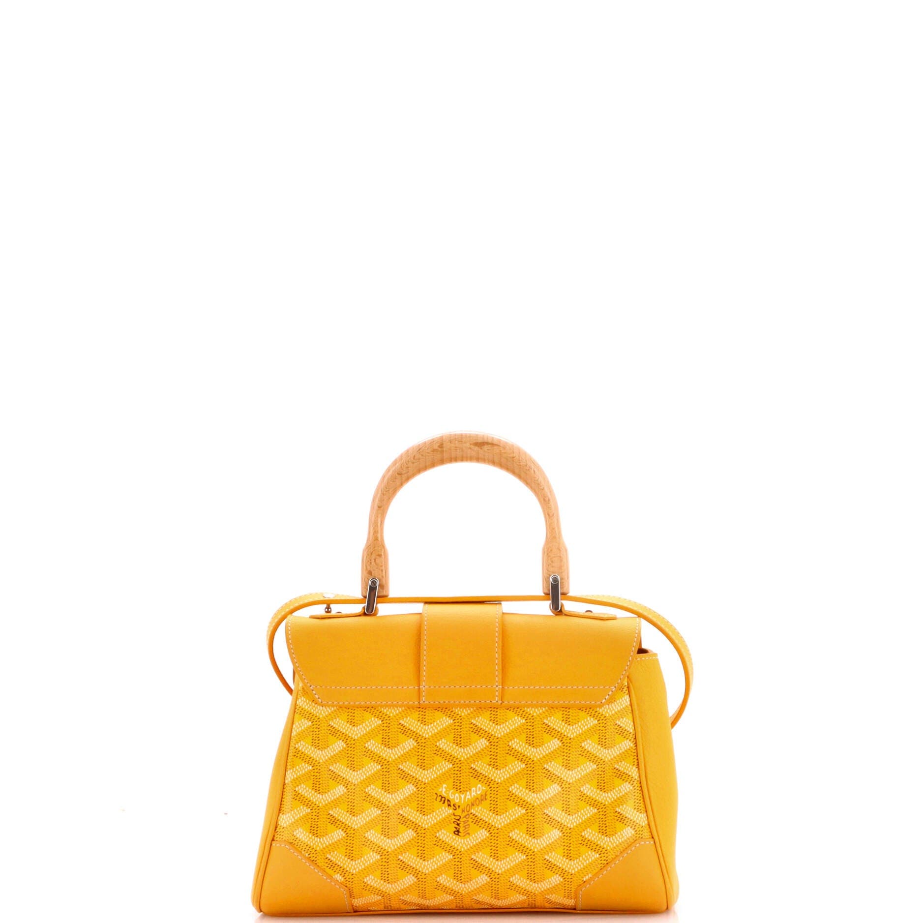 Pre-Owned Goyard Saigon Top Handle Bag Coated Canvas with Leather Mini, Alternate, color, Yellow