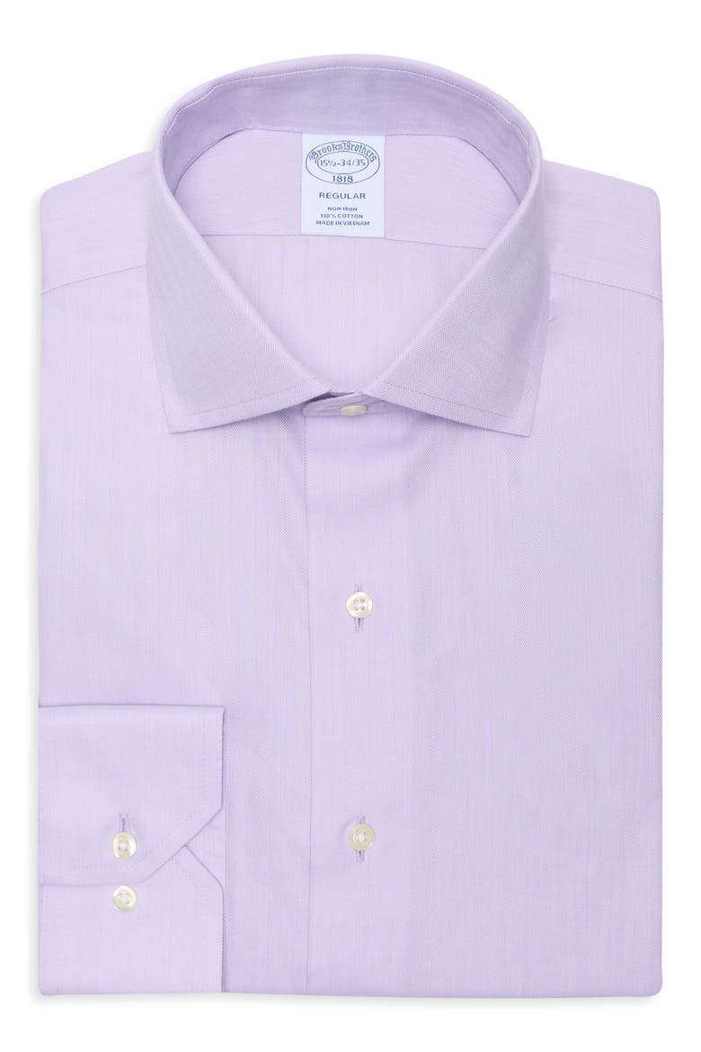Regular Fit Herringbone Non-Iron Cotton Dress Shirt, Alternate, color, VIOLA