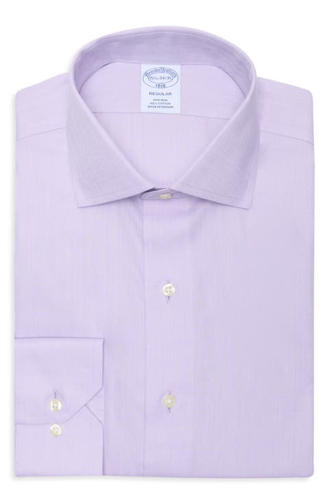 Regular Fit Herringbone Non-Iron Cotton Dress Shirt