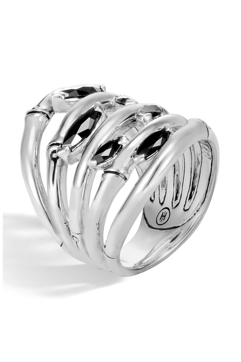 Bamboo Spinel Statement Ring, Alternate, color, SILVER/ BLACK SPINEL