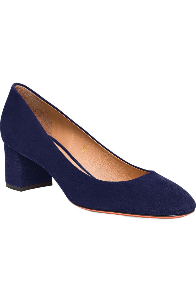 Santoni Women's suede low-heel pump, Alternate, color, Blue