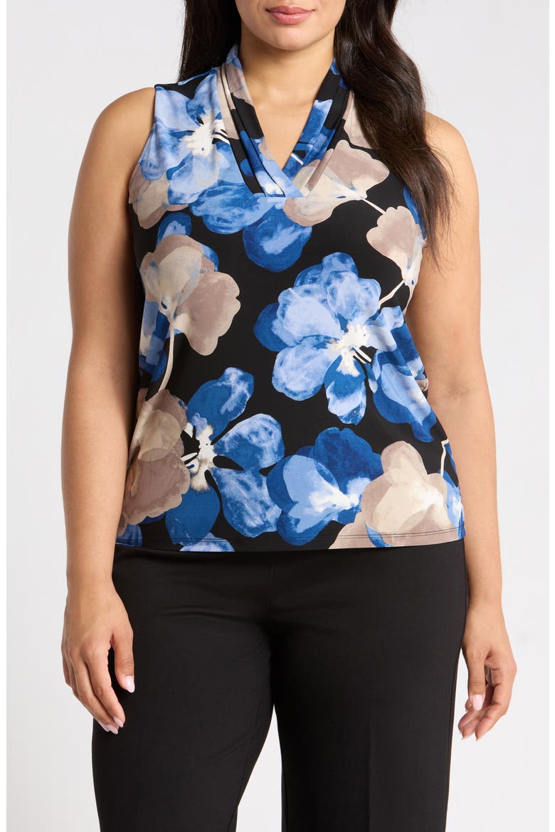 Floral Pleated Jersey Top, Main, color, DUTCH BLUE MULTI