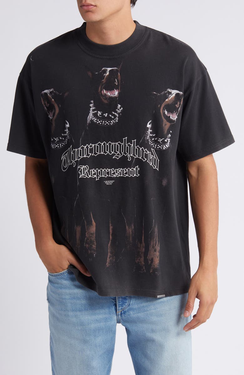 Represent Thoroughbred Oversize Cotton Graphic T-Shirt, Main, color, 