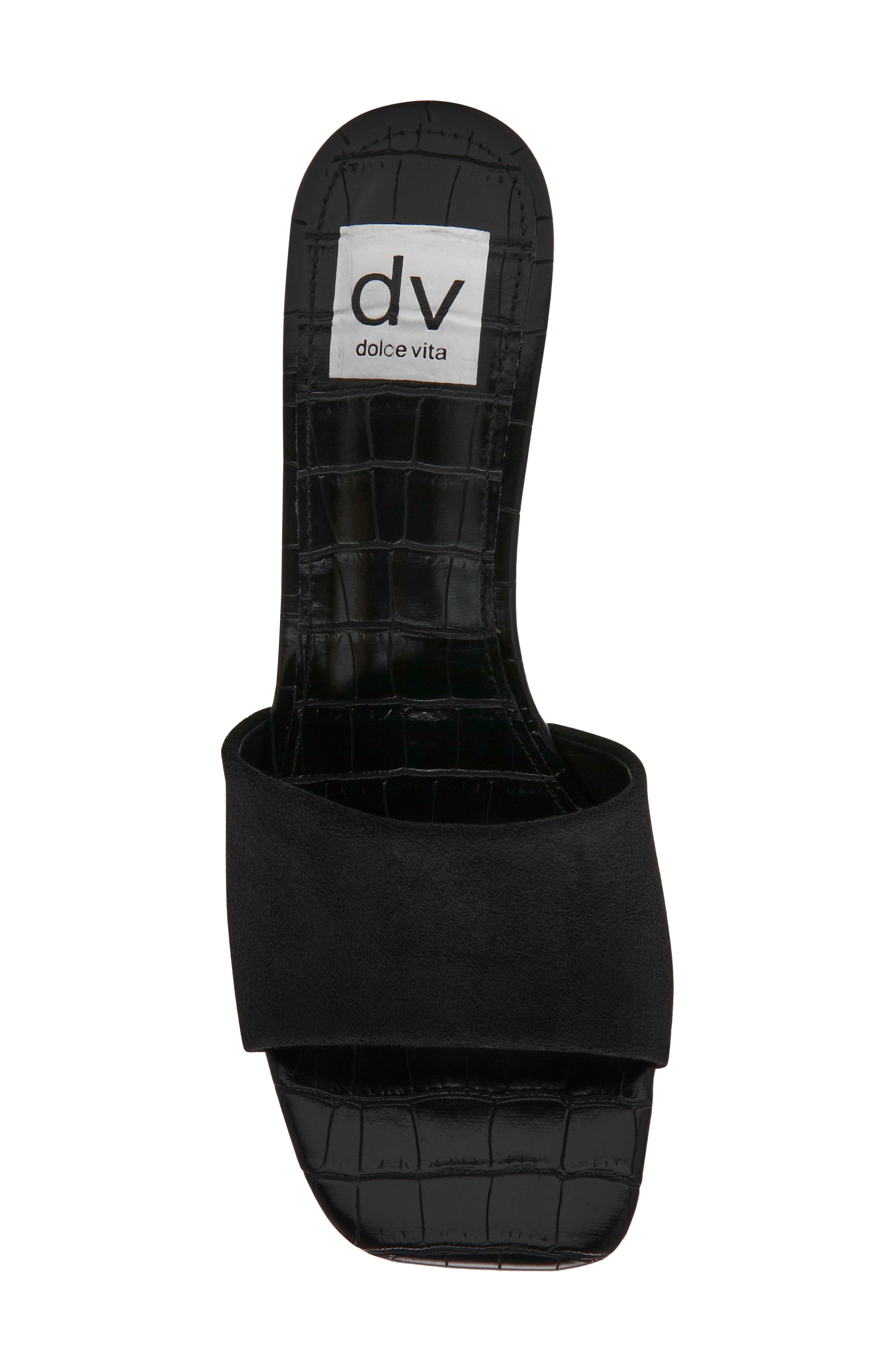 Everess Square Toe Mule, Alternate, color, BLACK FAUX SUEDE