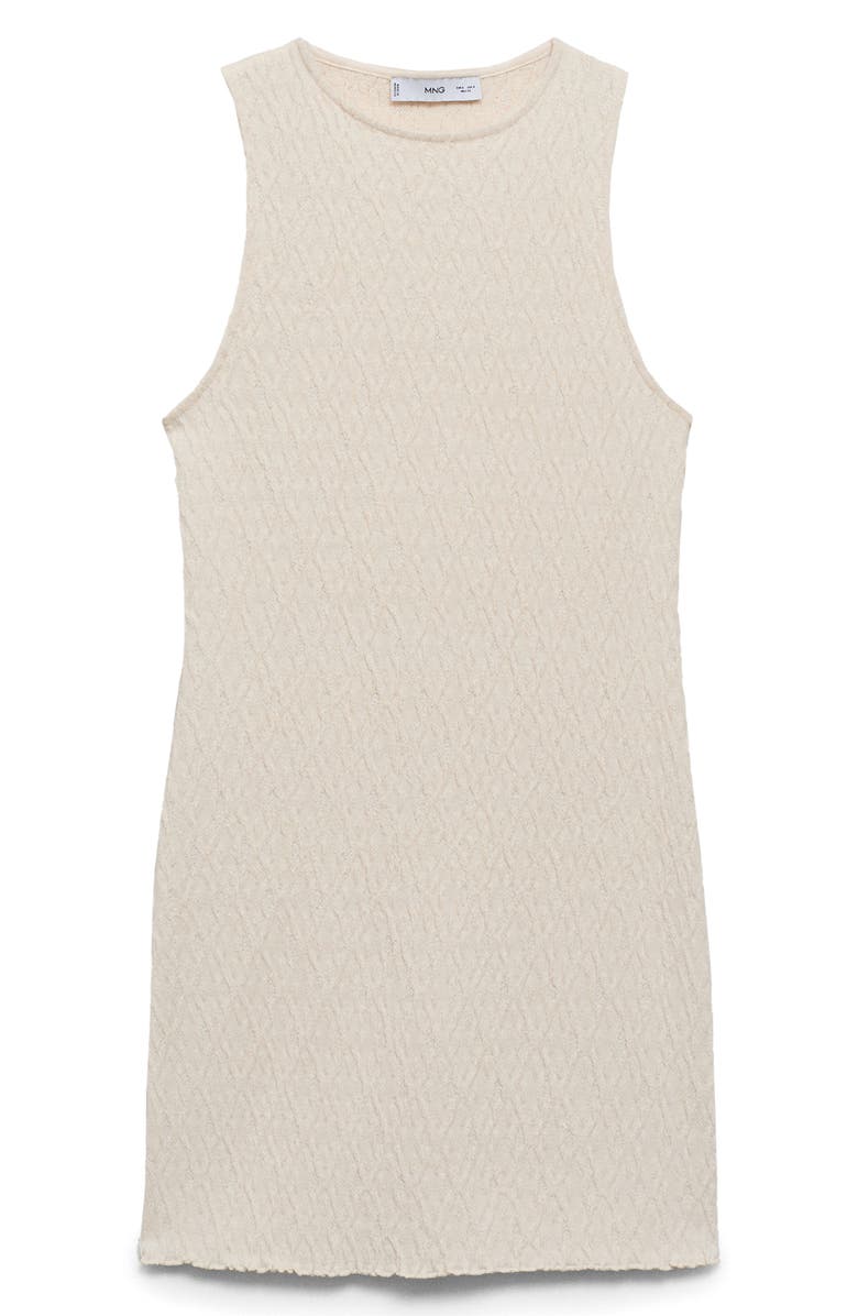 MANGO Sleeveless Textured Knit Dress, Alternate, color, Ecru