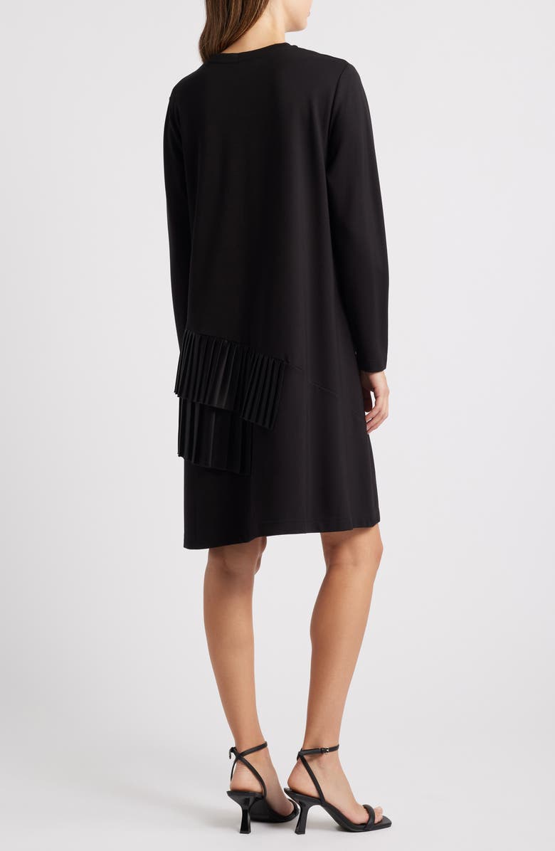 Masai Copenhagen Novalene Satin Pleat Detail Long Sleeve Shift Dress, Alternate, color, 