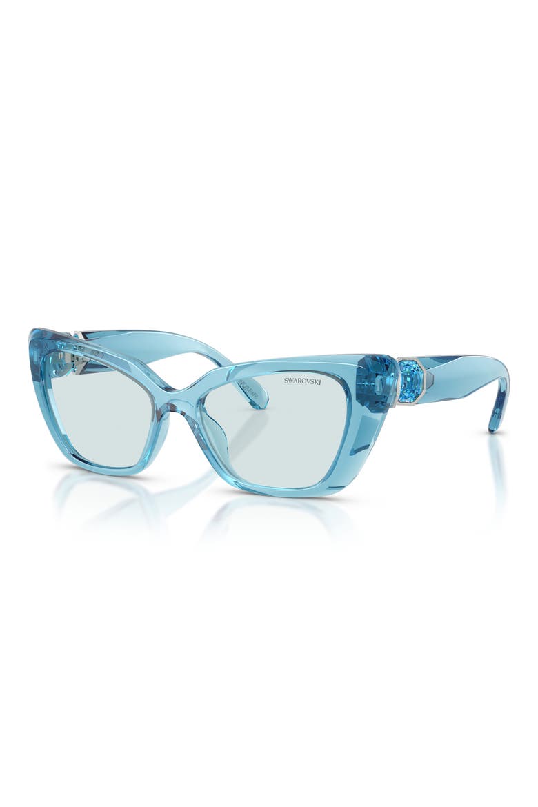 54mm Cat Eye Sunglasses, Alternate, color, TRANSPARENT BLUE / PHOTO AZURE