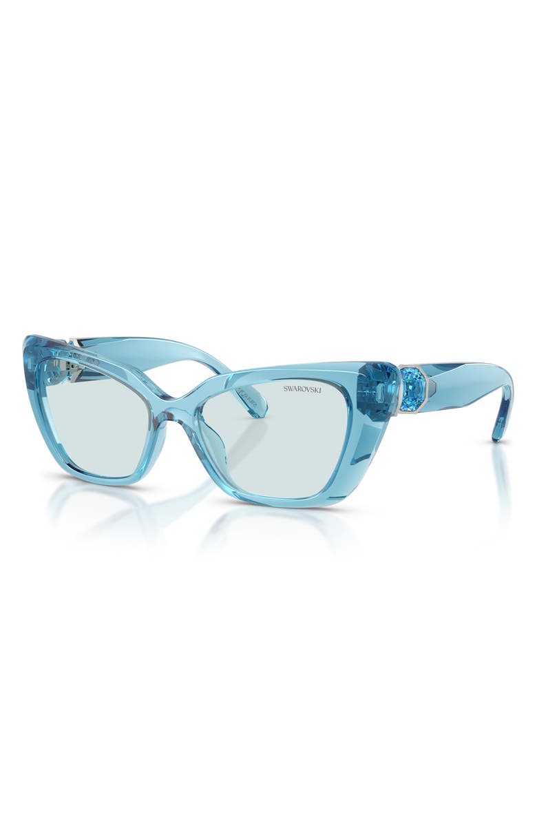 Swarovski 54mm Cat Eye Sunglasses, Alternate, color, Transparent Blue / Photo Azure