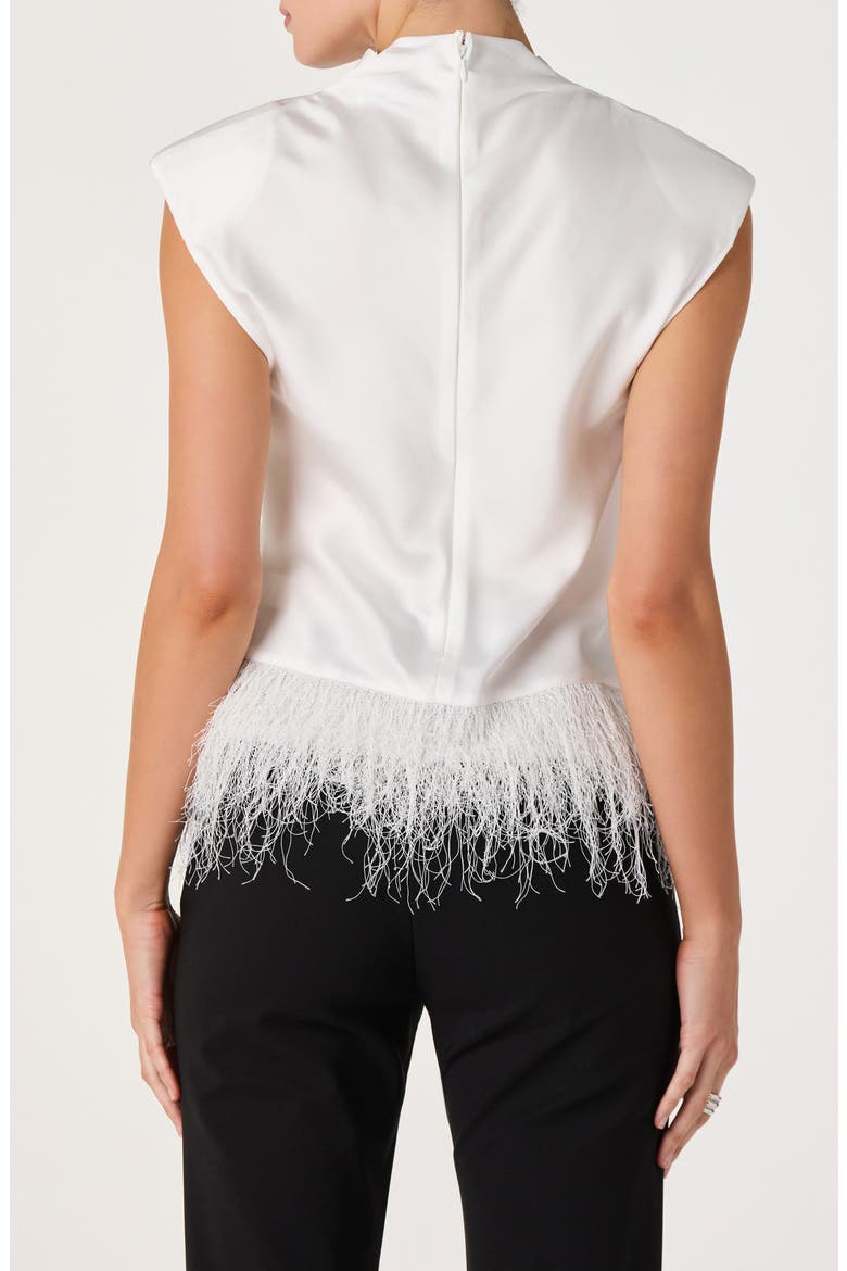 Falon Mock Neck Satin Top, Alternate, color, WHITE