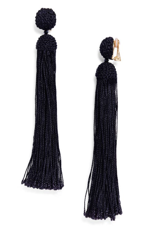 Silk Rope Tassel Clip-On Earrings
