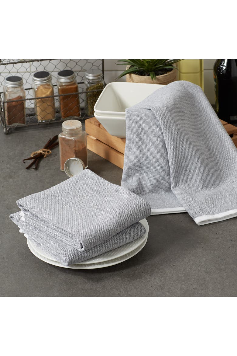 Mineral French Terry Chambray Solid Dishtowel Set/3, Alternate, color, Mineral
