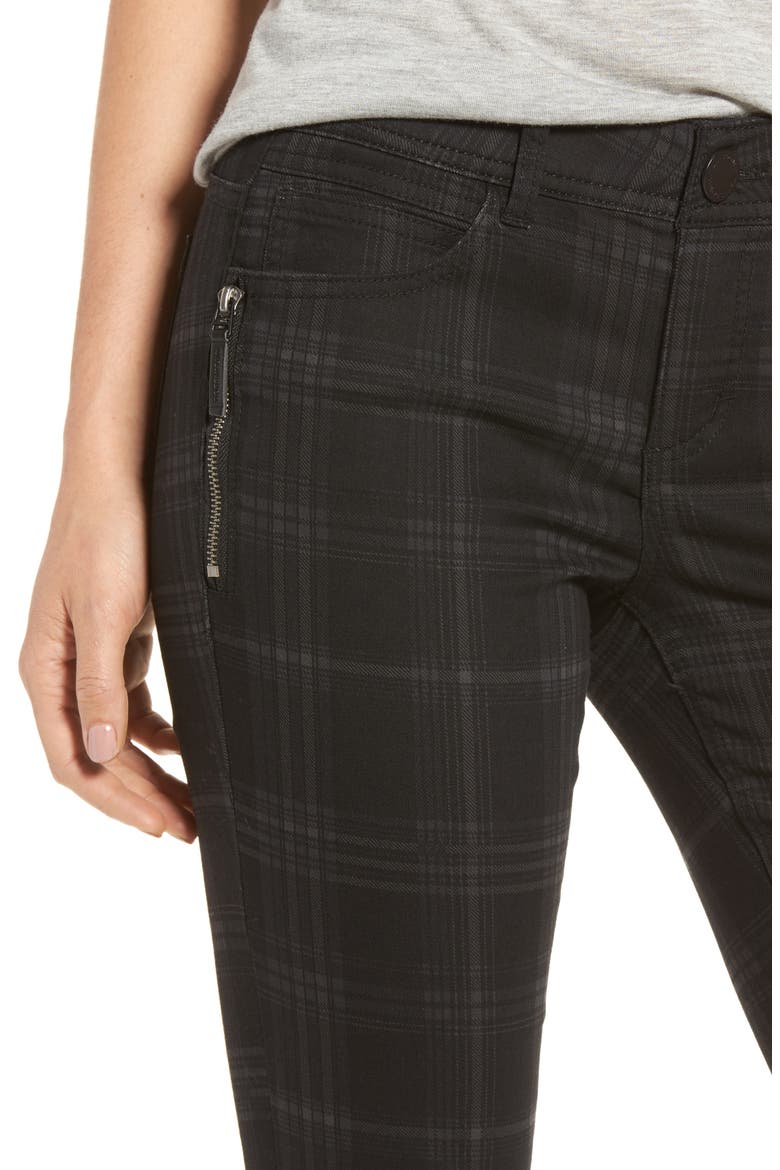 Ab-Solution Side Zip Plaid Skinny Pants (Nordstrom Exclusive), Alternate, color, BLACK