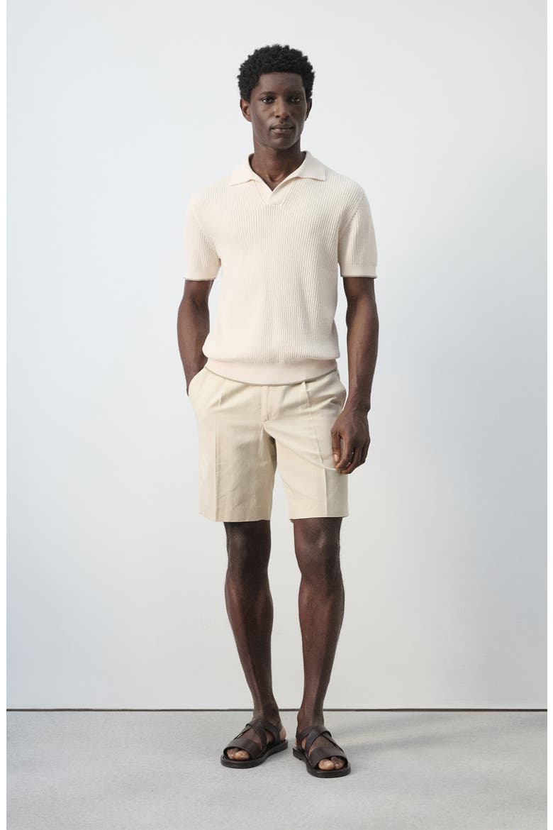 Tipped Cotton Blend Polo, Alternate, color, SAND