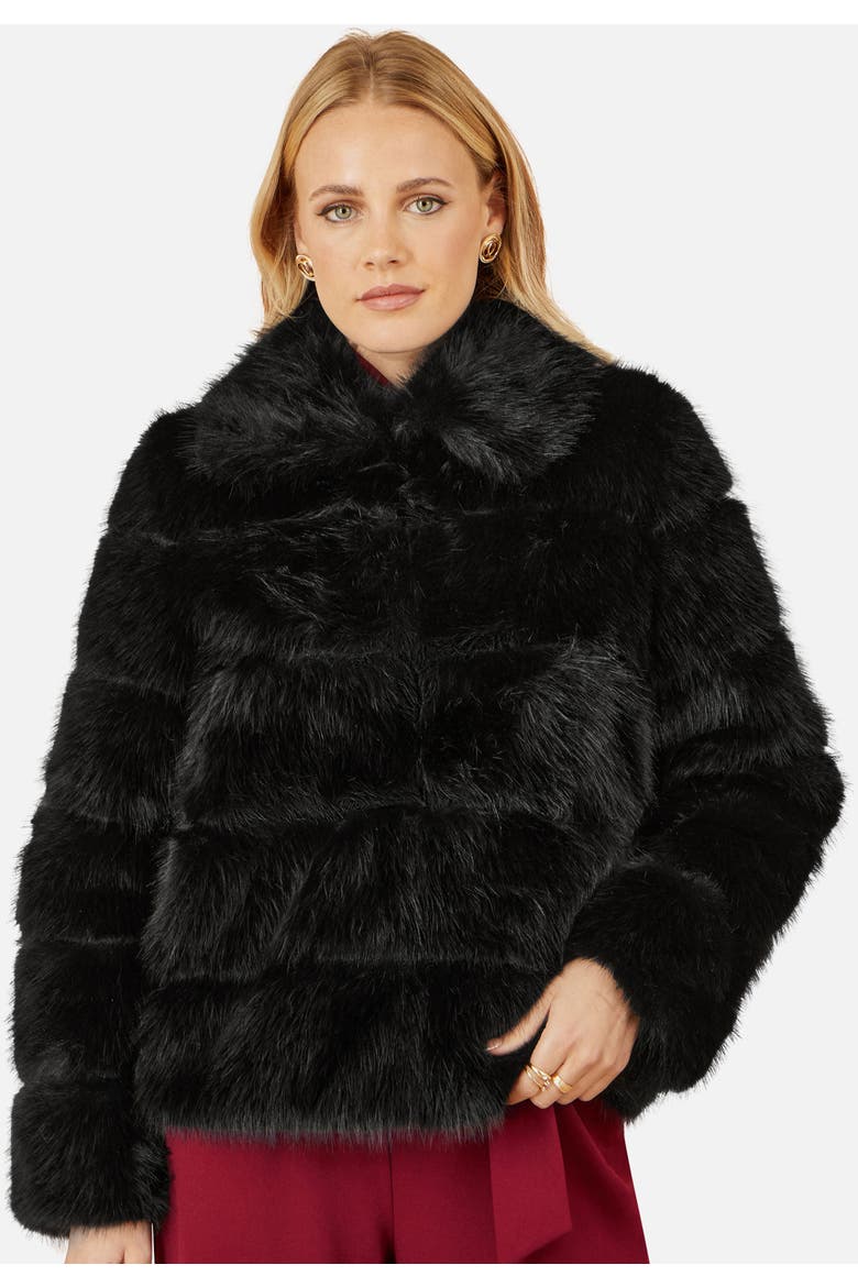 Luxe Faux Fur Coat, Alternate, color, Black