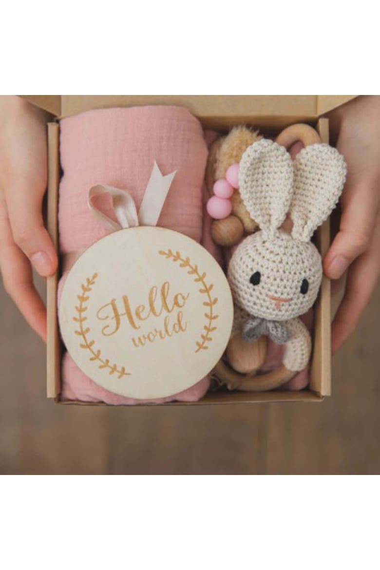 Newborn Baby Shower Gift Set, Alternate, color, Pink bunny
