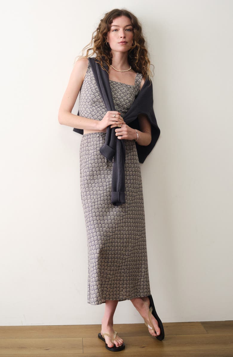 Marine Layer Zoe Seashell Print Hemp Blend Crop Tank, Alternate, color, Navy Seashell