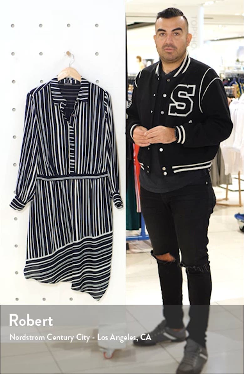 Plain View Stripe Long Sleeve Asymmetrical Dress, sales video thumbnail