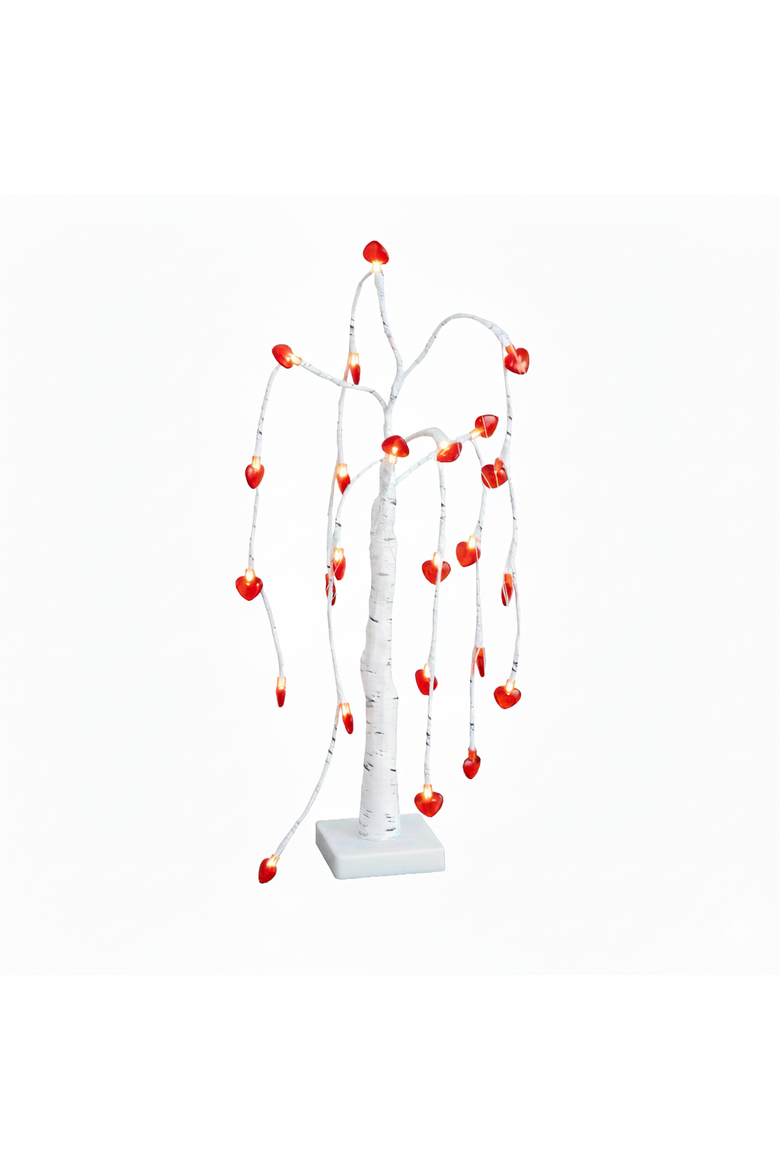 2-ft Pre-Lit Artificial Valentine's Day Willow Tree with 24 Heart Shaped LED Lights, Main, color, White