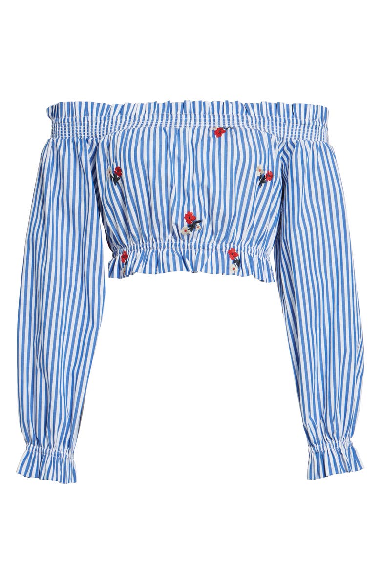 Chloe & Katie Chloe + Katie Embroidered Off the Shoulder Crop Top, Alternate, color, 