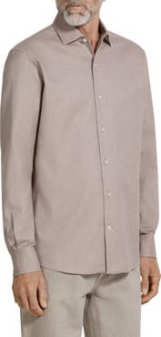 ZEGNA Cashco Cotton & Cashmere Oxford Button-Up Shirt