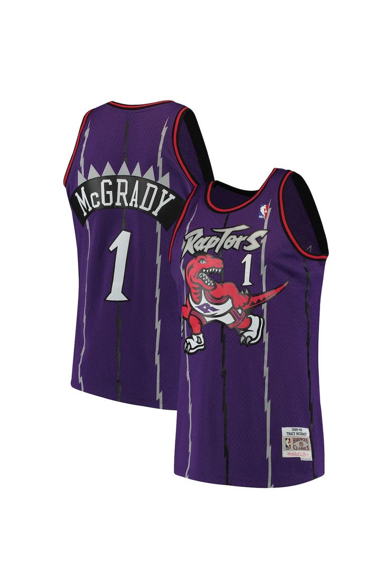 Men's Mitchell & Ness Tracy McGrady Purple Toronto Raptors Hardwood Classics Swingman Jersey, Main, color, Purple