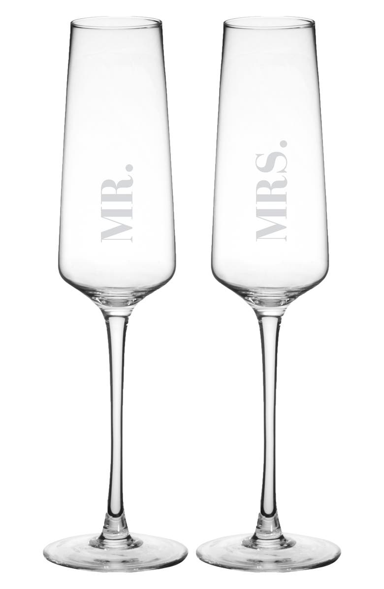 Cathy's Concepts Mr. & Mrs. Set of 2 Champagne Flutes, Main, color,