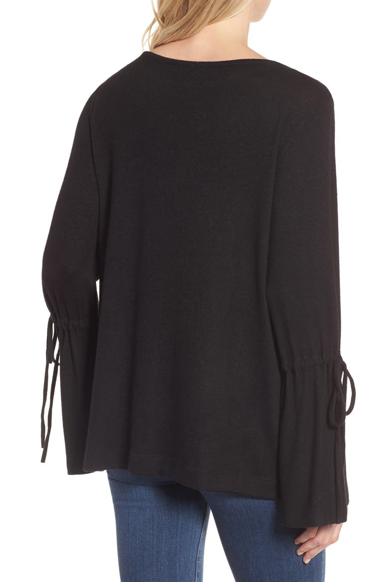 Cozy Bell Sleeve Top, Alternate, color, BLACK