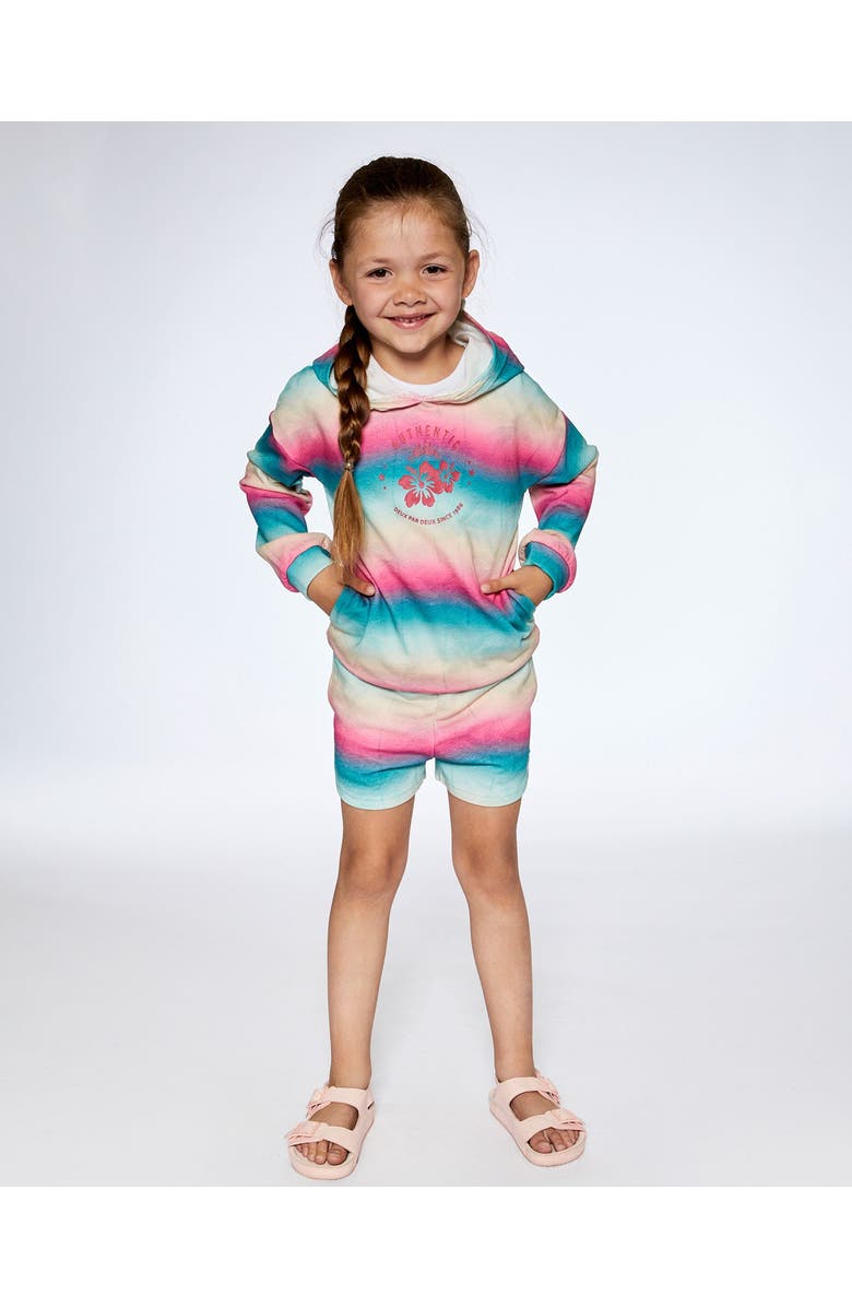 Deux par Deux Little Girl's French Terry Hooded Sweatshirt Printed Tie Dye Waves, Alternate, color, 