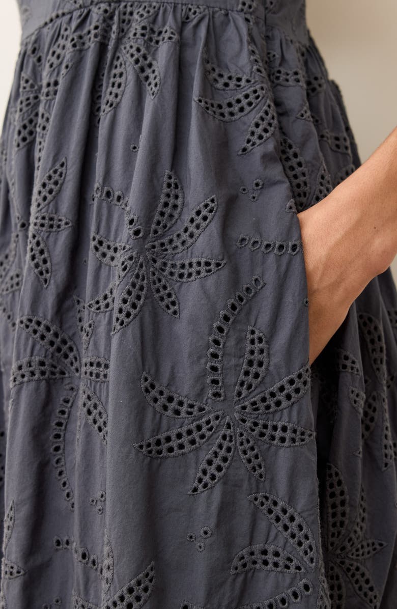 Marine Layer Rosette Eyelet Pima Cotton Midi Sundress, Alternate, color,