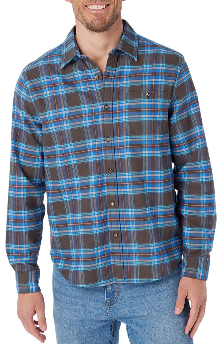 Fair Harbor Plaid Lightweight Flannel Button-Up Shirt, Main, color, Stream Blue Plaid