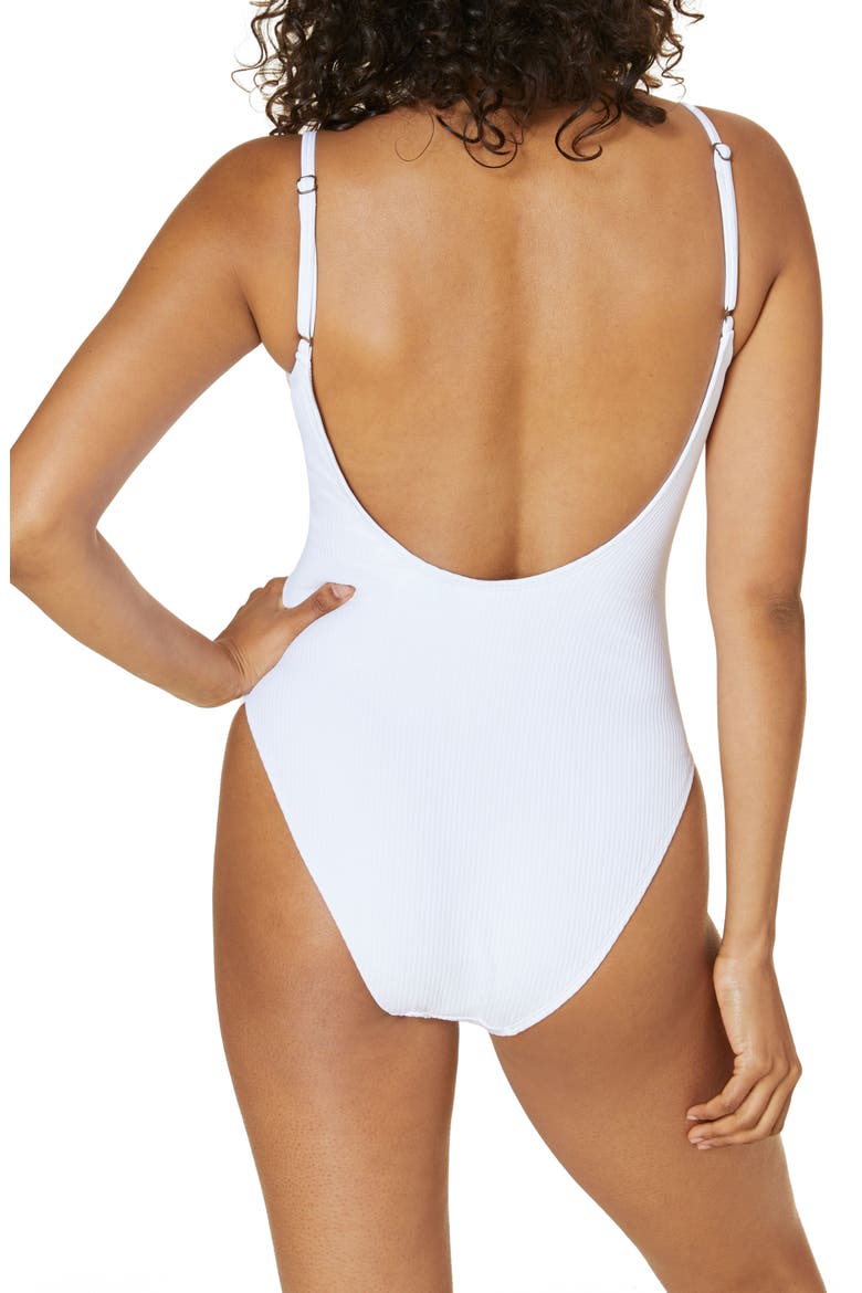 The Laguna Long Torso Ribbed One-Piece Swimsuit, Alternate, color, WHITE