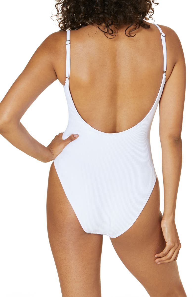 Andie The Laguna Long Torso Ribbed One-Piece Swimsuit, Alternate, color, White