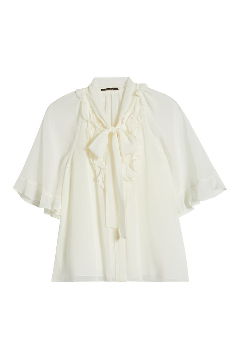Monaco Ruffle Tie Neck Top, Alternate, color, IVORY
