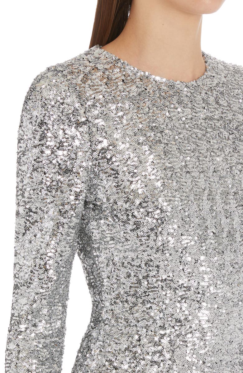 Dolce&Gabbana Long Sleeve Sequin Midi Dress, Alternate, color,