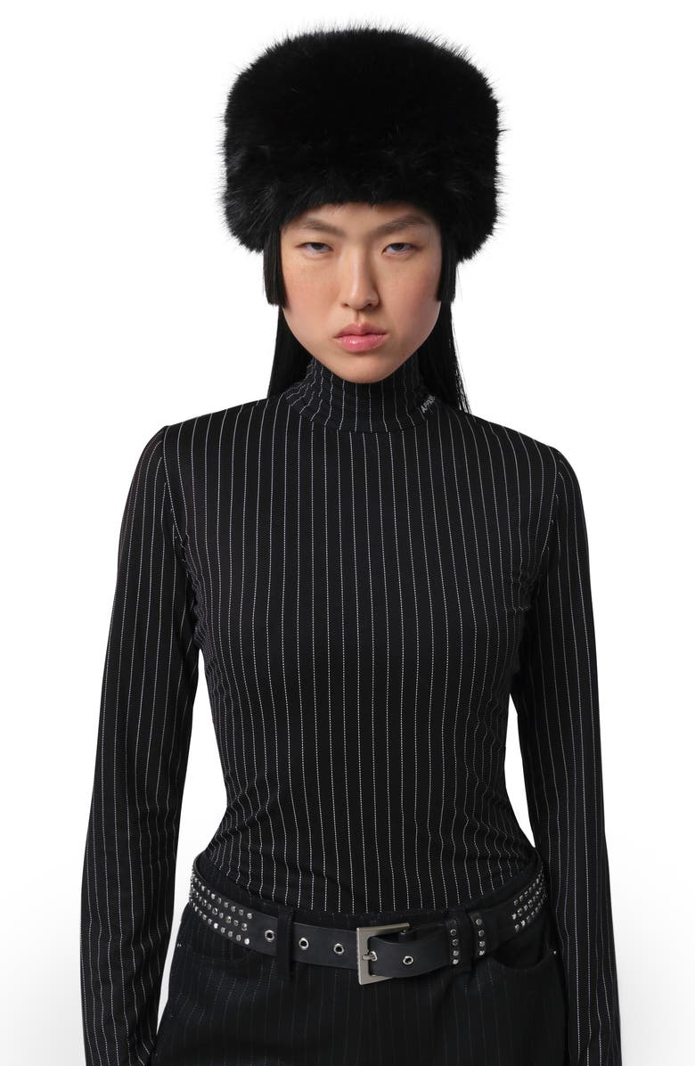 Apparis Margot Faux Fur Pillbox Hat, Alternate, color, Noir