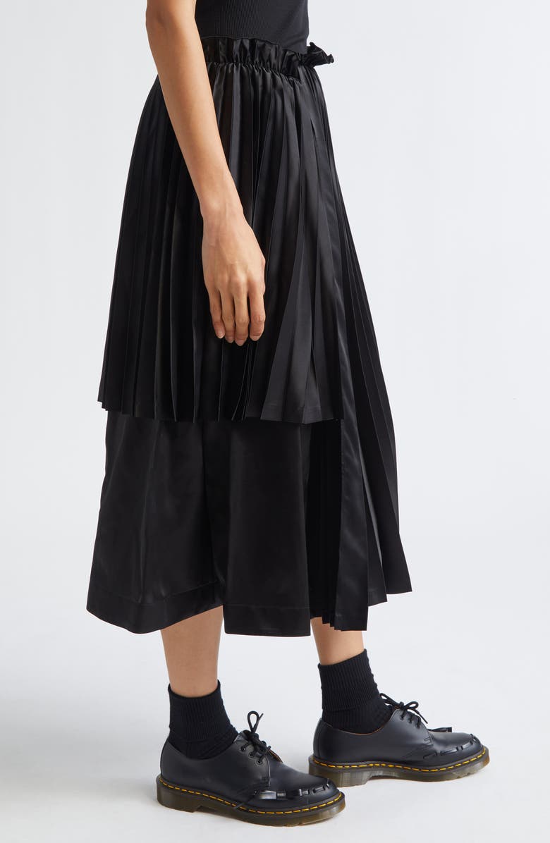 Noir Kei Ninomiya Pleated Satin Skirt, Alternate, color, Black