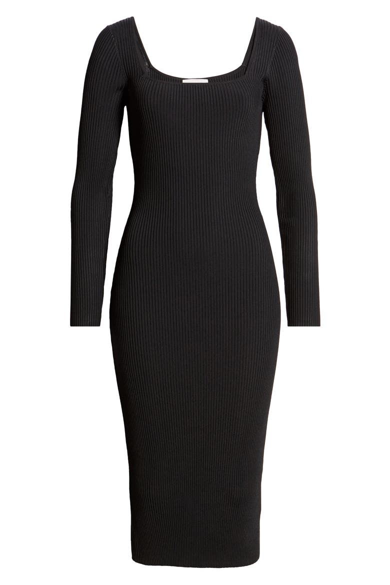 Long Sleeve Midi Sweater Dress, Alternate, color, BLACK